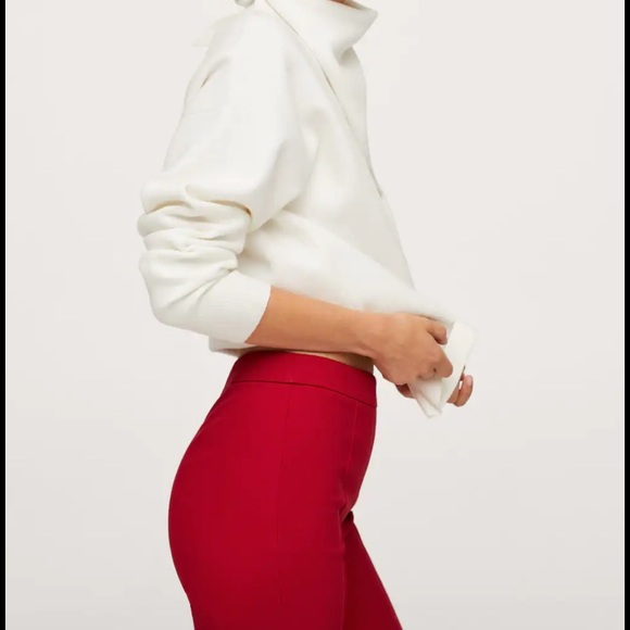 Mango NWT, red color ankle pants with flare design. - Picture 2 of 5